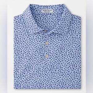Peter Millar Golf Shirt Polo CS Summer Comfort Angry Anglers Print XL Blue NWT